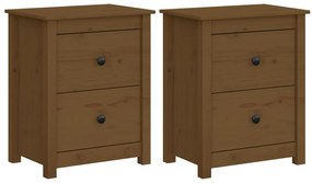 Comodini 2 pz miele 50x35x61,5 cm in legno massello di pino