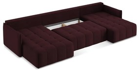 Divano angolare burgundy allungabile/con contenitore (a U) Moku – Makamii