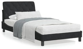 Letto con materasso nero 100x200 cm in velluto