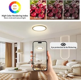 Brilagi - Lampada da bagno ULTRA SLIM a LED 12W/230V Ø 22,5 cm dorata IP54