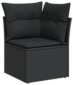 Set Divani da Giardino 10pz con Cuscini in Polyrattan Nero