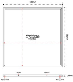 Cornice Incasso per Cartongesso Pannelli LED 60x60