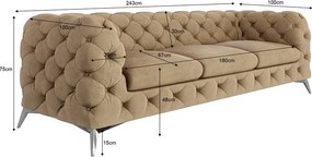 Divano marrone chiaro con rivestimento in velluto 243 cm Chelsea – Ropez