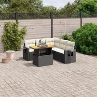 Set Divano da Giardino 6 pz con Cuscini Nero in Polyrattan 3271749