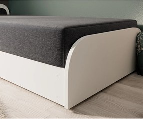 Letto singolo imbottito/in truciolato bianco/grigio scuro con contenitore e materasso inclusi 80x190 cm Parys – ELTAP