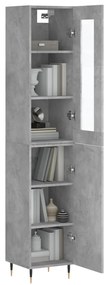 Credenza grigio cemento 34,5x34x180 cm in legno multistrato