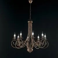 Lampadario a sospensione in ferro Nero DECO Rame otto luci 67x h68 cm