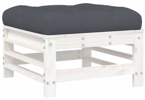 Set Divani da Giardino 8pz con Cuscini in Legno Massello Bianco