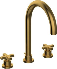 Rubinetto per lavabo getto aerato Los Angeles oro spazzolato satinato HUBER H 28 cm