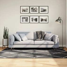 Tappeto Shaggy Pamplona A Pelo Lungo Nero E Crema 140x200 Cm /