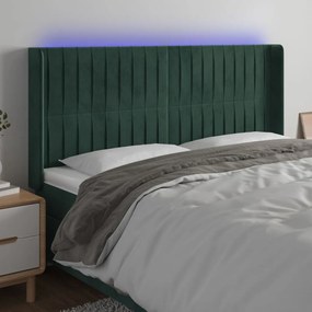 Testiera A Led Verde Scuro 203x16x118/128 Cm İn Velluto /