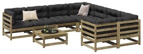 Set divani da giardino 9 pz in legno impregnato di pino
