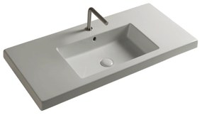 Lavabo Da Incasso/Sospeso 100x45 Cm Ceramica Tecla "Cangas" Bianco Lucido