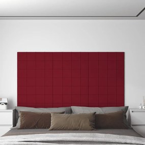 Pannelli Murali 12 Pz Rosso Vino 60x15 Cm Velluto 1,08 M² /