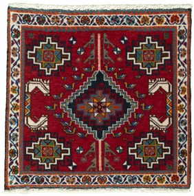 Shiraz Tappeto 60 x 60 Rosso (Iran) Annodato A Mano