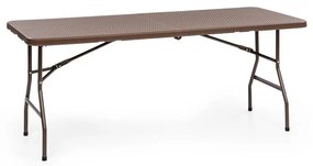 blumfeldt Burgos Family tavolo pieghevole in polirattan superficie tavolo 178 x 73 per 6 persone marrone