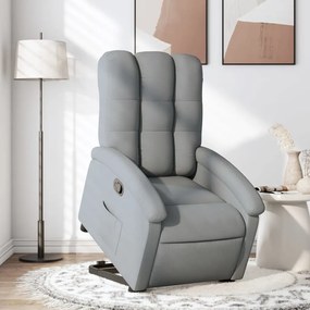 Poltrona Alzapersona Reclinabile Grigio Chiaro İn Tessuto /