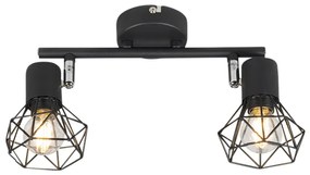 Faretto orientabile Art Déco nero 2 luci - Mosh 2