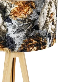 Lampada da terra a treppiede naturale con paralume floreale 50 cm - Tripod Classic