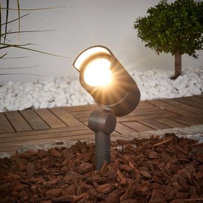 Lucande fatto a LED con picchetto terra Beatrix, antracite, alluminio, 45,7 cm Beatrix, Nero, Alluminio, Moderno