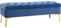 Panca Imbottita Fondoletto 118x45x42 cm in Tessuto Vellutato Blu