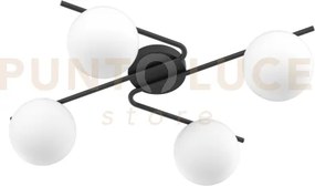 Holly applique-plafoniera 4 luci attacco e27 nero con vetro bianco ...