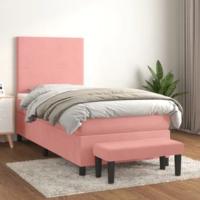 Giroletto A Molle Con Materasso Rosa 80x200 Cm İn Velluto /