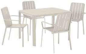 Set tavolo e sedie Idaho NATERIAL in alluminio beige per 4 persone