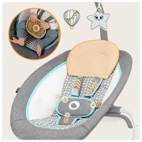 Lionelo - Dondolo vibrante per bambini con melodia PASCAL 2xAA grigio/turchese