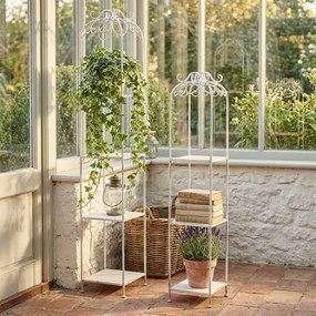 set di 2 scaffali stile provenzale in ferro verniciato g.27x27x162/p.22x22x125