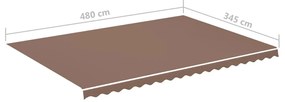 Tessuto di Ricambio per Tenda da Sole Marrone 5x3,5 m