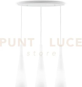 Milk lampadario sospeso ellittico in vetro bianco soffiato 62cm 3 l...