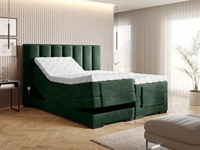 Letto motorizzato matrimoniale boxspring Utrecht - 160 x 200 cm , Tessuto verde scuro