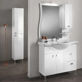 Mobile bagno 105 cm - Bianco Lucido - Melaminico - Onda