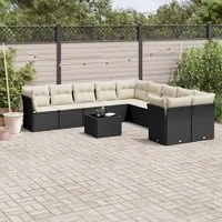 Set Divani da Giardino 11 pz con Cuscini in Polyrattan Nero 3218246