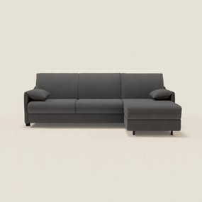 Primula divano letto angolare con materasso H18 cm - penisola contenitore in tessuto smacchiabile T05