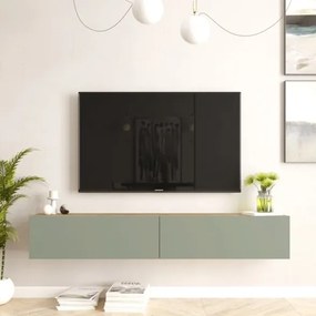 Mobile Tv Sospeso 180x32x30 Effetto Legno Rovere E Verde Salvia Frame