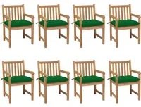 Sedie da Giardino 8 pz con Cuscini Verdi in Massello di Teak cod mxl 8368