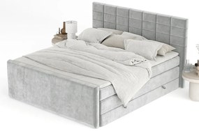 Letto boxspring grigio chiaro con contenitore 200x200 cm Ava – Maison de Rêve
