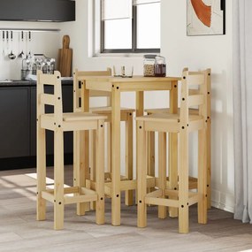 Set Da Bar 5 Pz İn Legno Massello Di Pino /