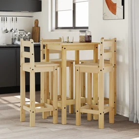 Set Da Bar 5 Pz İn Legno Massello Di Pino /