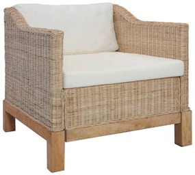 Poltrona con cuscini in rattan naturale