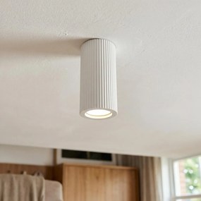 Plafoniera Cilindrica Ø70x140mm GU10 in Gesso Rigato Pitturabile