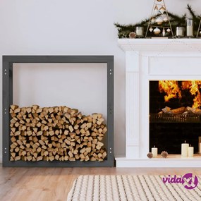 vidaXL Portalegna Grigio 100x25x100 cm in Legno Massello di Pino
