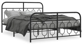 Giroletto Con Testiera E Pediera Metallo Nero 140x190 Cm /