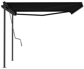 Tenda da Sole Retrattile Automatica con Pali 4,5x3 m Antracite