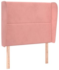 Testiera ad orecchio rosa 93x23x118/128 cm in velluto