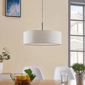 Lampada a sospensione Lindby Sebatin, Ø 40 cm, crema, tessuto, E27