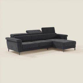 Capri Divano letto angolare con penisola contenitore e poggiatesta reclinabili - elegante tessuto smacchiabile T30