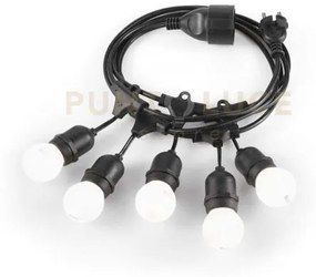 Fiesta catena luminosa ip44 5 luci attacco e27 cavo nero 40,4cm